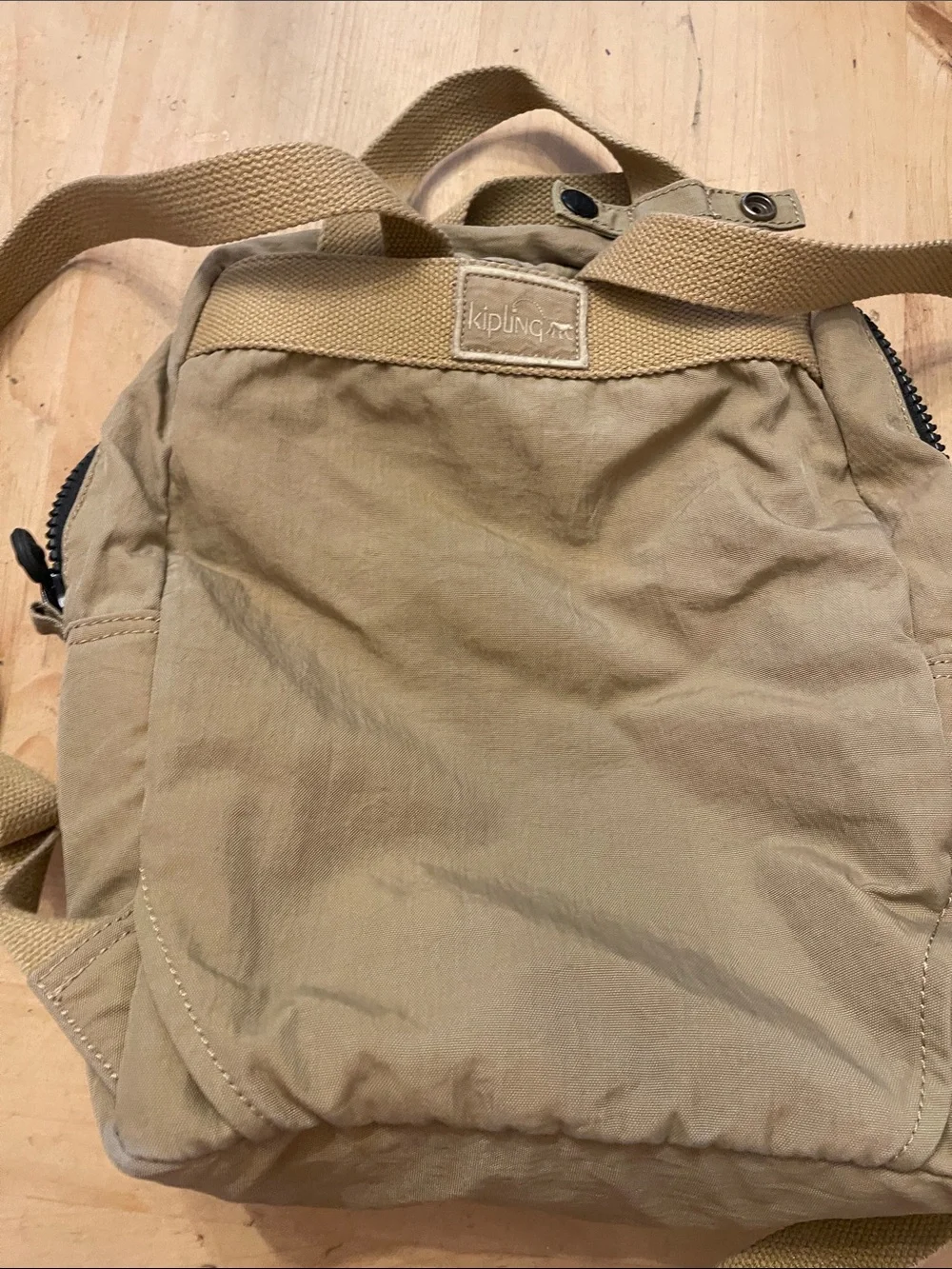 Kipling Khaki Canvas Small Backpack